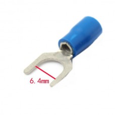 Ακροδέκτης  Δίχαλο με Μόνωση (1τμχ) (6.5mm) (Μπλε) (OEM)